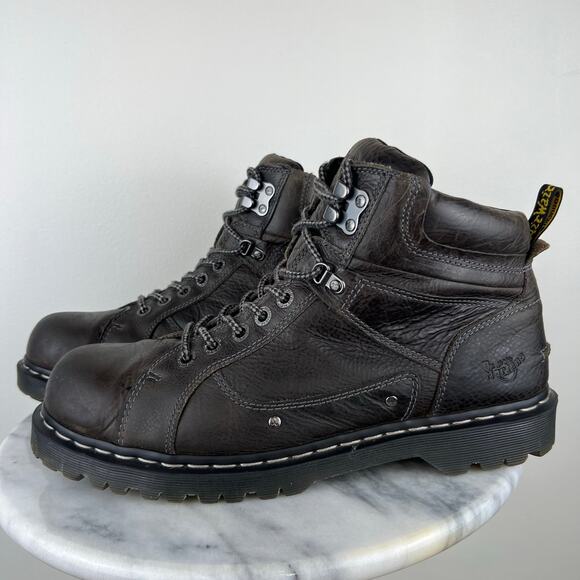 Men\'s Dr. Martens Diego Dark Gray Genuine Leather Lace Up Boots (Sz 13) main image 9